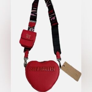 Steve Madden Brosi Red Heart Crossbody Bag 6”